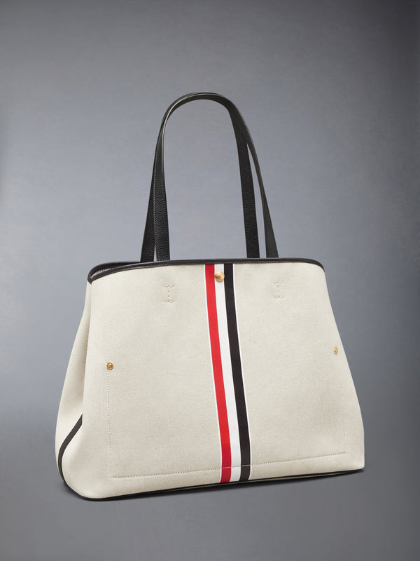 HORIZONTAL TOTE IN SALT AND PEPPER COTTON CANVAS - image 5