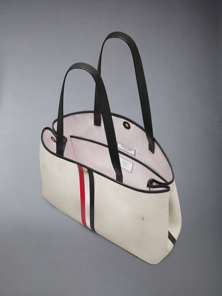 HORIZONTAL TOTE IN SALT AND PEPPER COTTON CANVAS BLACK