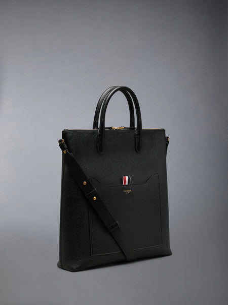 VERTICAL TOOL TOTE IN PEBBLE GRAIN LEATHER BLACK