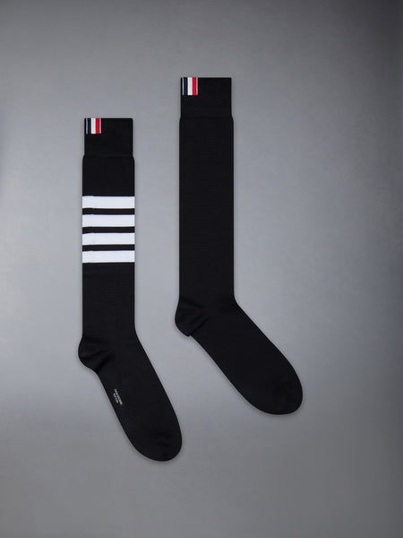 COTTON 4-BAR OVER THE CALF SOCKS BLACK
