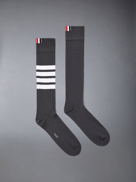 COTTON 4-BAR OVER THE CALF SOCKS DARK GREY