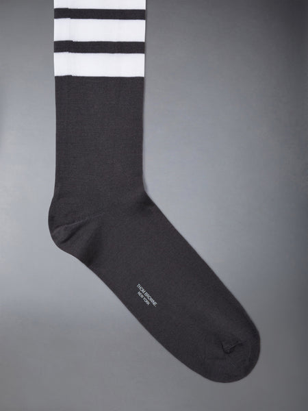 COTTON 4-BAR OVER THE CALF SOCKS DARK GREY