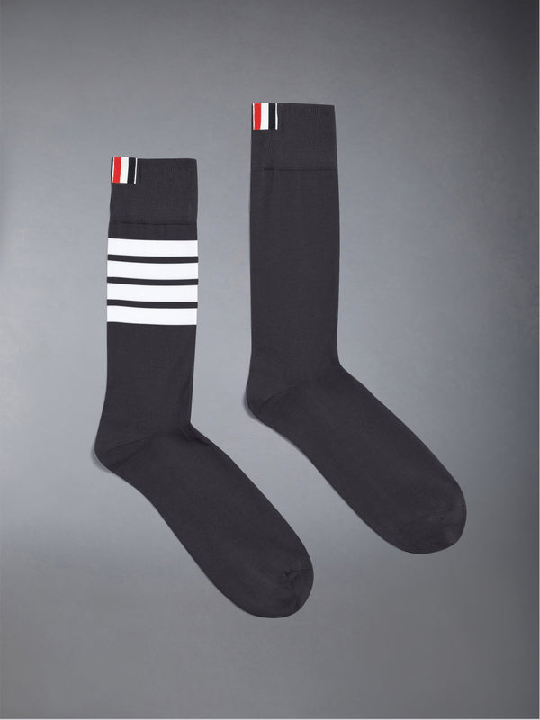 LIGHTWEIGHT COTTON 4-BAR MID CALF SOCKS - featured image