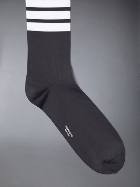 LIGHTWEIGHT COTTON 4-BAR MID CALF SOCKS DARK GREY