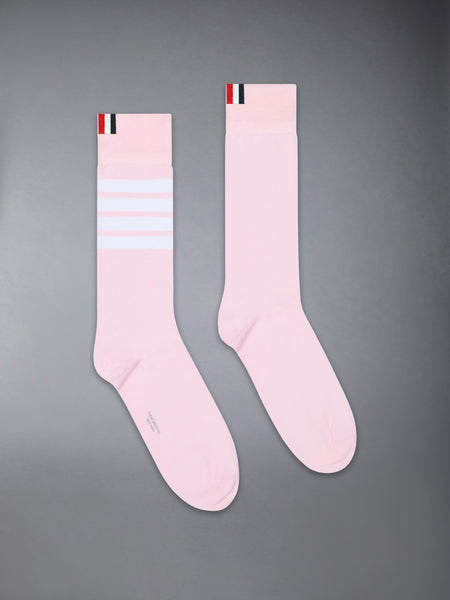 LIGHTWEIGHT COTTON 4-BAR MID CALF SOCKS LIGHT PINK