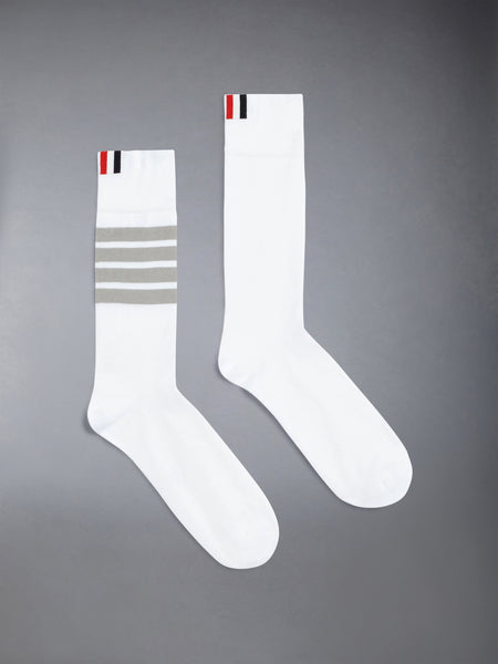 COTTON 4-BAR MID CALF SOCKS WHITE