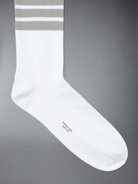 COTTON 4-BAR MID CALF SOCKS WHITE