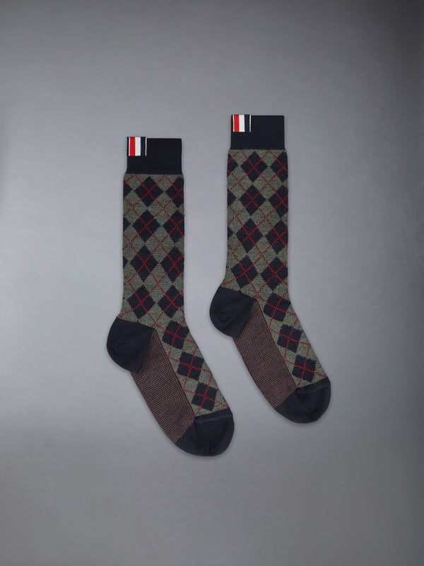 ARGYLE JACQUARD WOOL MID CALF SOCKS - featured image