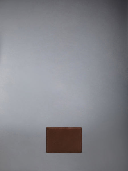 SOFT CALF SINGLE CARD HOLDER DARK BROWN