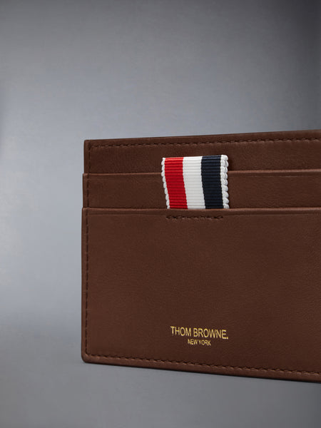 SOFT CALF SINGLE CARD HOLDER DARK BROWN