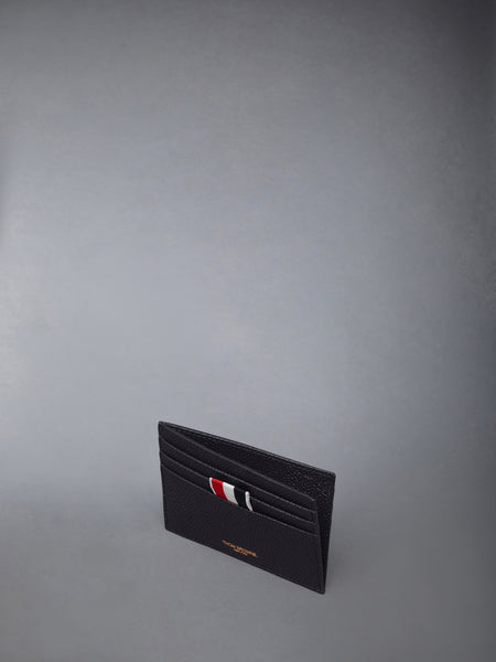 PEBBLE GRAIN NOTE COMPARTMENT CARD HOLDER BLACK