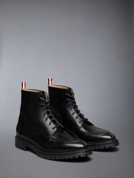 BOX CALF COMMANDO SOLE APRON STITCH BOOTS BLACK