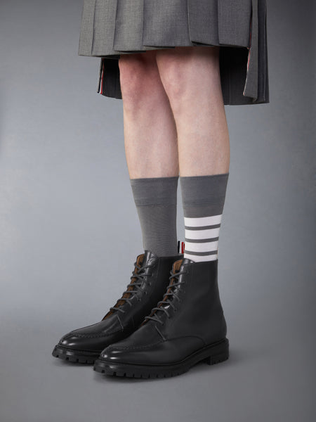 BOX CALF COMMANDO SOLE APRON STITCH BOOTS BLACK