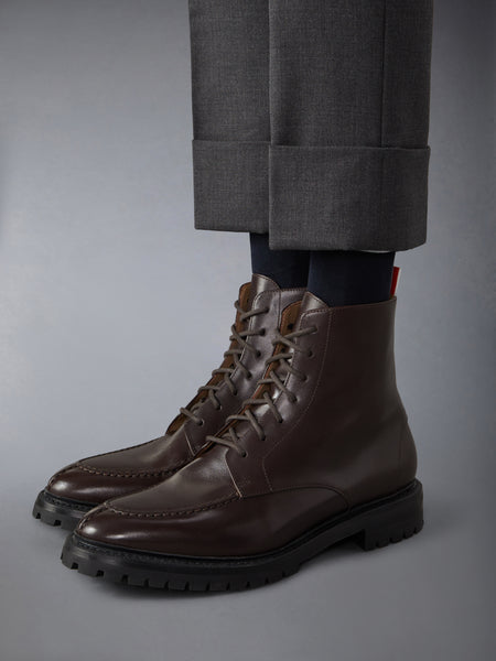 BOX CALF COMMANDO SOLE APRON STITCH BOOTS BROWN