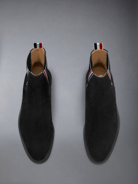 CALF SUEDE RUBBER SOLE RWB CHELSEA BOOT BLACK