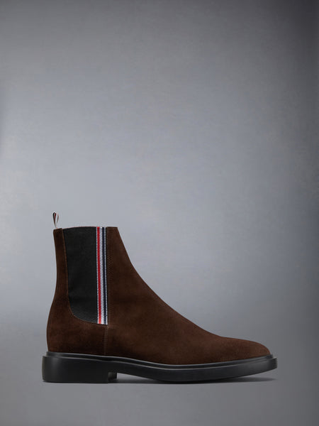 CALF SUEDE RUBBER SOLE RWB CHELSEA BOOT BROWN