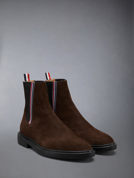 CALF SUEDE RUBBER SOLE RWB CHELSEA BOOT BROWN