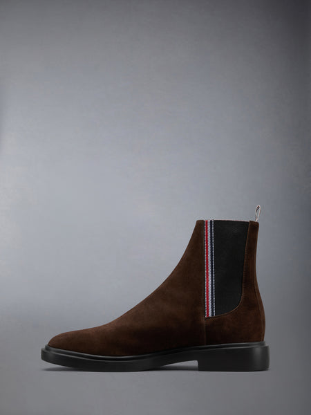 CALF SUEDE RUBBER SOLE RWB CHELSEA BOOT BROWN