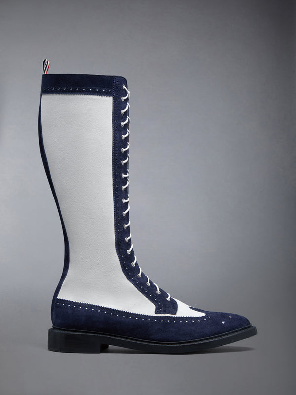 CALF SUEDE KNEE HIGH LONGWING BOOT - featured image