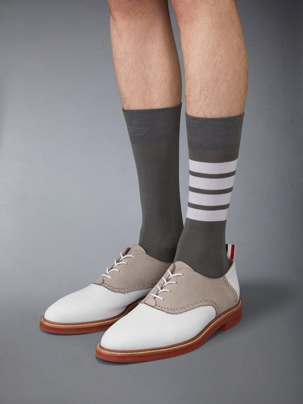 NUBUCK RUBBER SOLE SADDLE SHOE - image 4