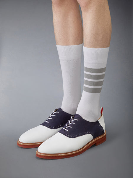NUBUCK RUBBER SOLE SADDLE SHOE NAVY/WHITE