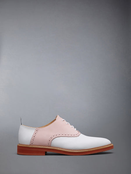 NUBUCK RUBBER SOLE SADDLE SHOE PINK/WHITE