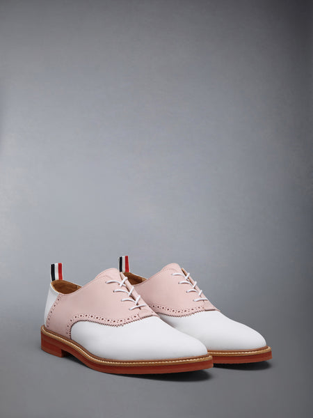 NUBUCK RUBBER SOLE SADDLE SHOE PINK/WHITE