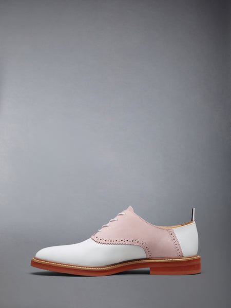 NUBUCK RUBBER SOLE SADDLE SHOE PINK/WHITE