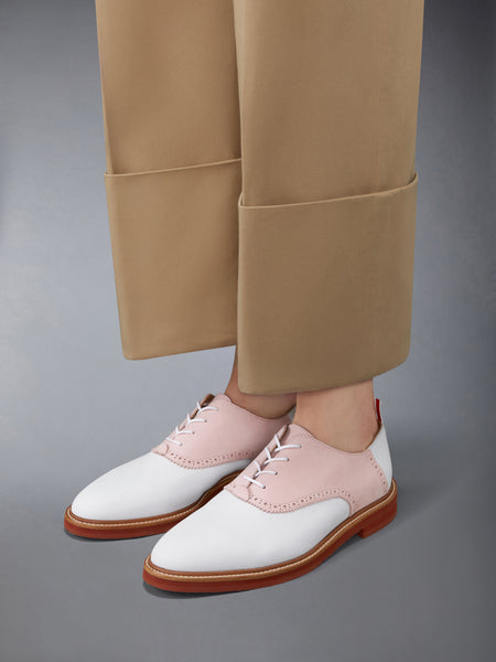 NUBUCK RUBBER SOLE SADDLE SHOE PINK/WHITE