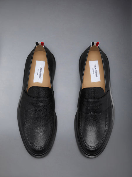 PEBBLE GRAIN RUBBER SOLE PENNY LOAFER BLACK