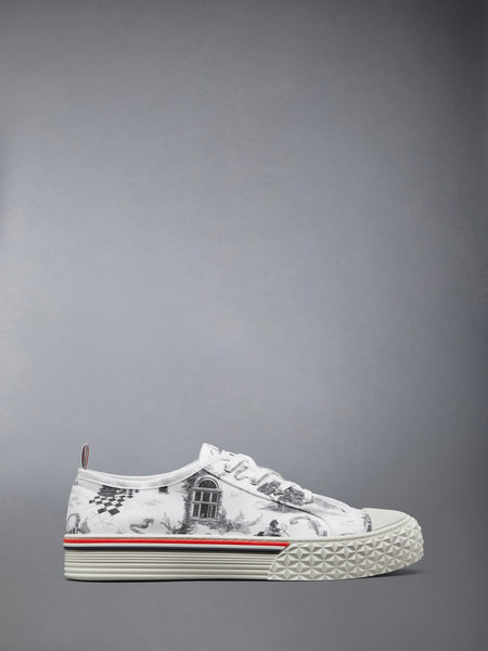 CANVAS HECTOR TOILE LOW TOP SNEAKERS BLK/WHT