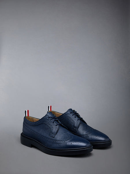 Pebble Grain Leather Longwing Brogue NAVY