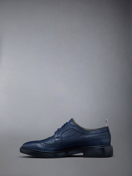 Pebble Grain Leather Longwing Brogue NAVY