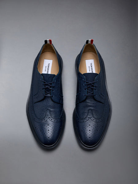 Pebble Grain Leather Longwing Brogue NAVY