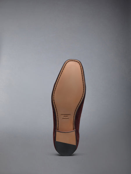 CALF SUEDE POM POM OPERA SPECTATOR BALLERINA DK BROWN /WHITE