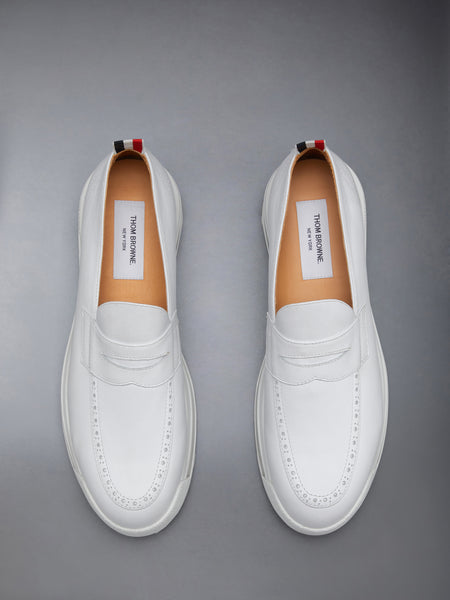 VITELLO CALF LEATHER PENNY LOAFER WHITE