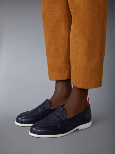 DEERSKIN LEATHER VARSITY PENNY LOAFER NAVY