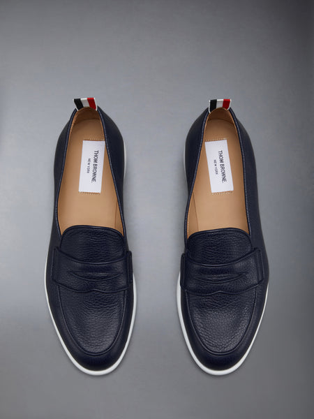 DEERSKIN LEATHER VARSITY PENNY LOAFER NAVY