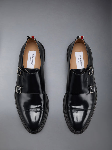 SOFT SPAZZOLATO OXFORD DOUBLE MONKSTRAP SHOE BLACK