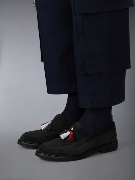 CALF SUEDE RWB TASSEL LOAFER BLACK