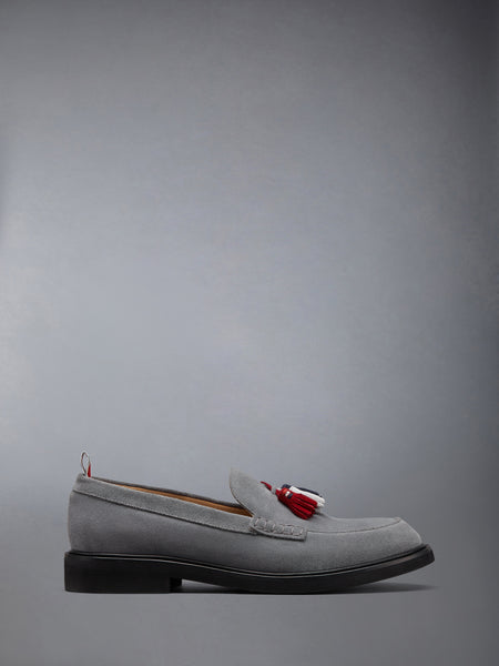 CALF SUEDE RWB TASSEL LOAFER MED GREY
