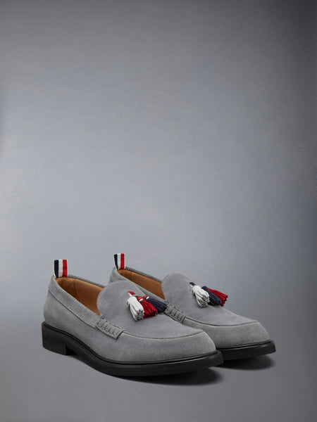 CALF SUEDE RWB TASSEL LOAFER MED GREY