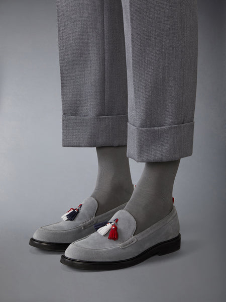 CALF SUEDE RWB TASSEL LOAFER MED GREY