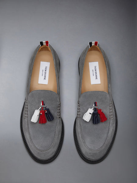 CALF SUEDE RWB TASSEL LOAFER MED GREY