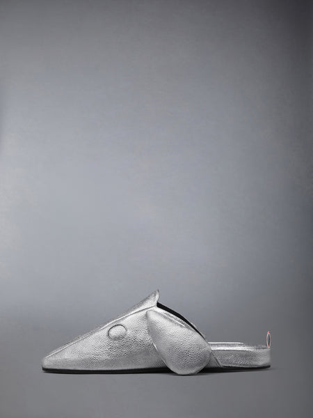 SILVER  HECTOR PEBBLE GRAIN SLIPPERS SILVER