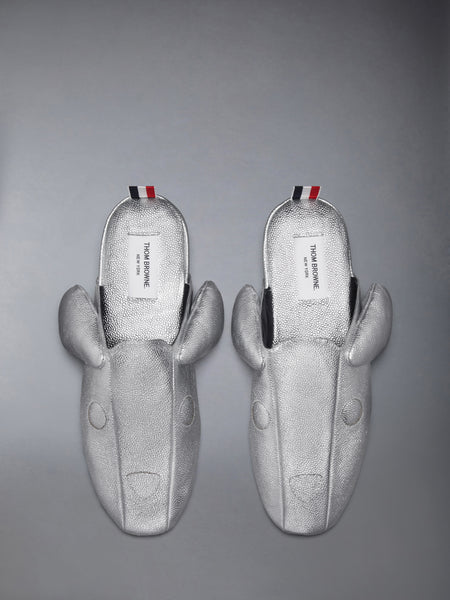 SILVER  HECTOR PEBBLE GRAIN SLIPPERS SILVER