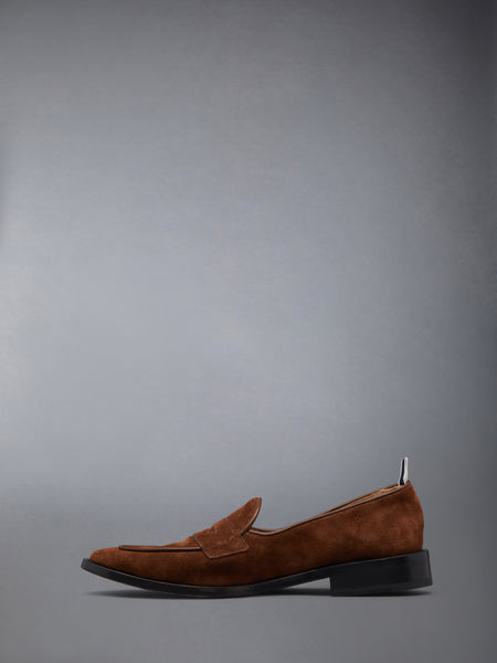 SUEDE VARSITY PENNY LOAFER DARK BROWN