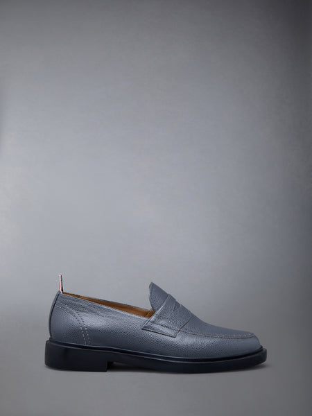 Pebble Grain Leather Rubber Sole Penny Loafer DARK GREY