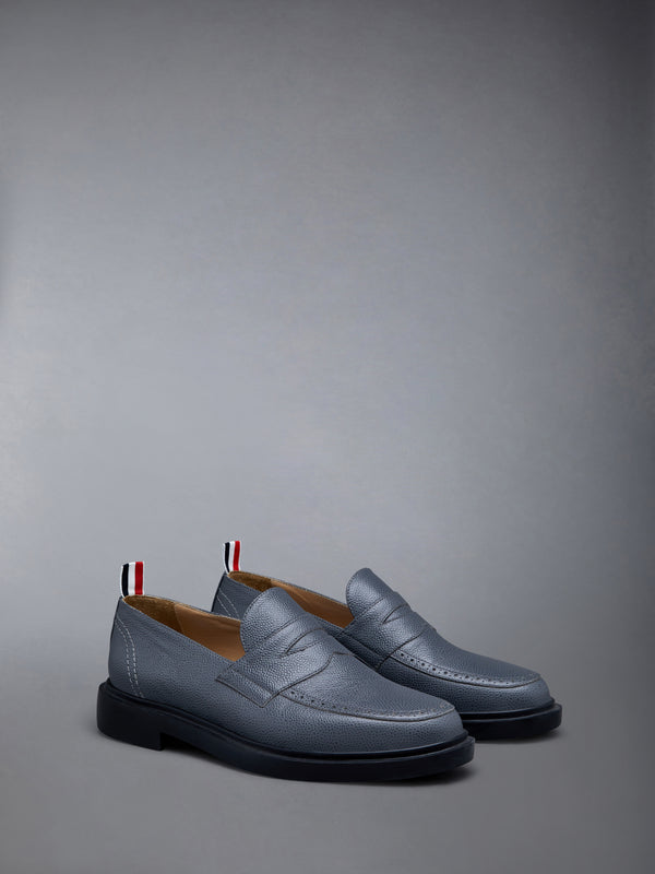 Pebble Grain Leather Rubber Sole Penny Loafer - image 2
