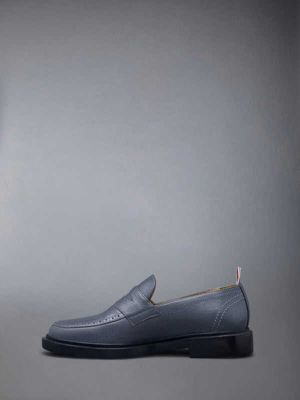 Pebble Grain Leather Rubber Sole Penny Loafer - image 3